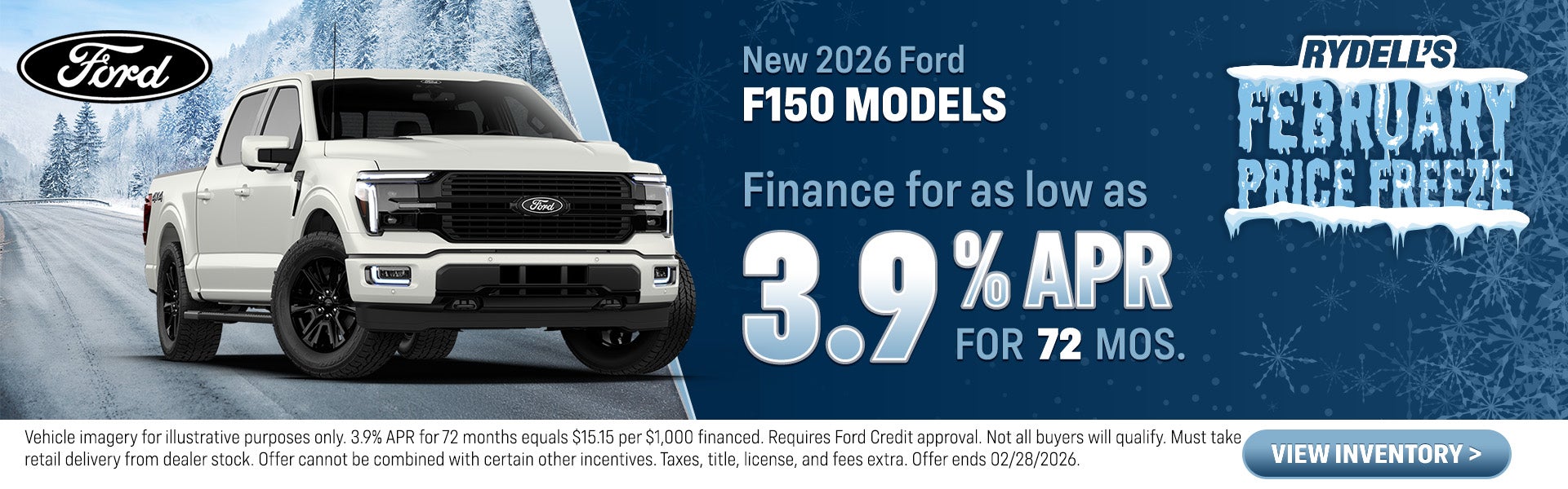 Finance New F150s for 3.9% APR for 72 mos